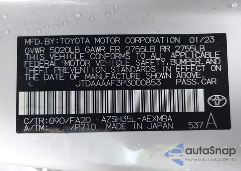 2023 Toyota Crown Xle from USA, damaged, VIN JTDAAAAF3P3000853